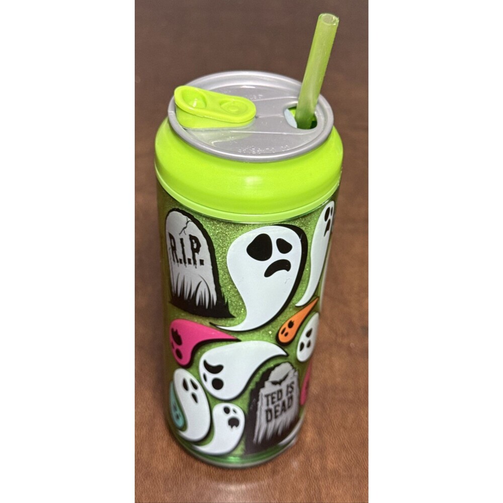 Cool Gear Green Ghost 16 oz Can Chiller Insulated Cup RIP Tombstones Ted is Dead